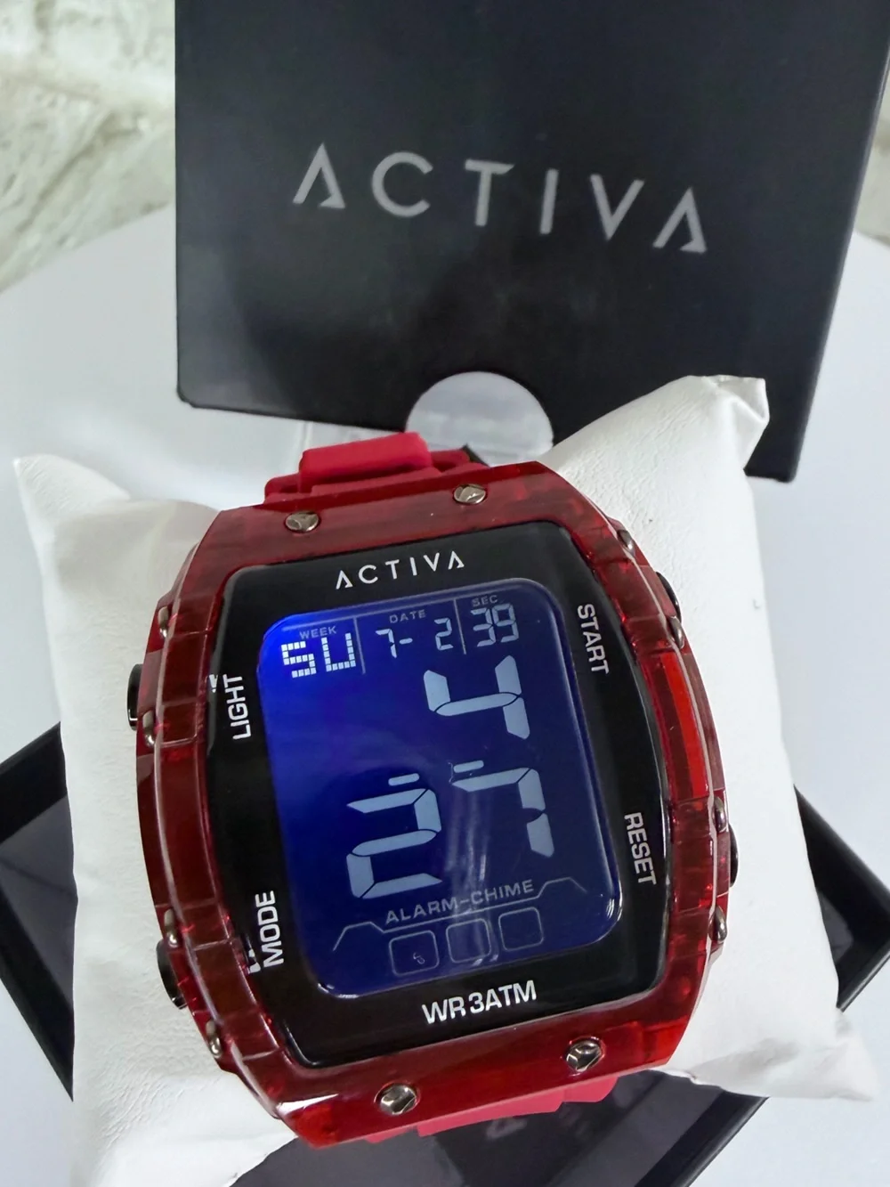 ACTIVA Red Transparent Digital Sport Watch NWT IN BOX